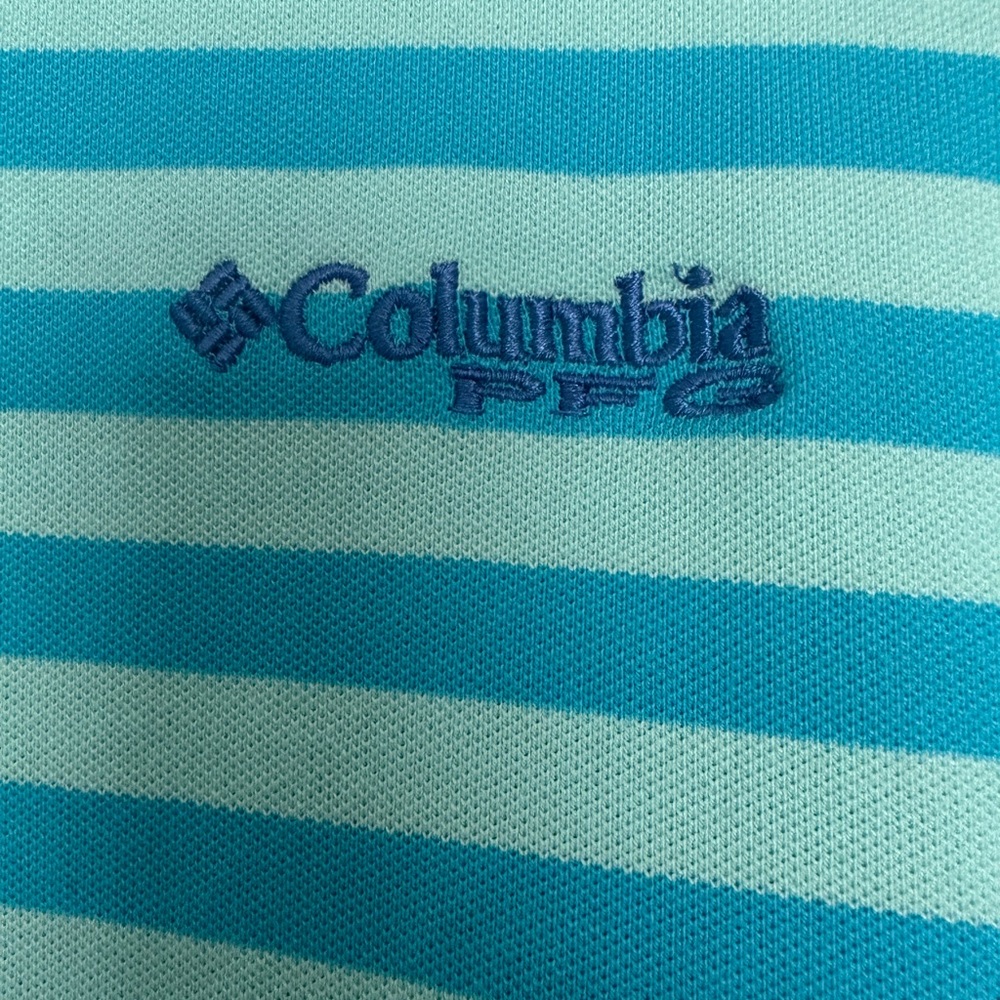 Columbia PFG Mens Striped Super Bonefish Pique Polo. Size Large. Blue/Teal.‎ - Picture 4 of 10